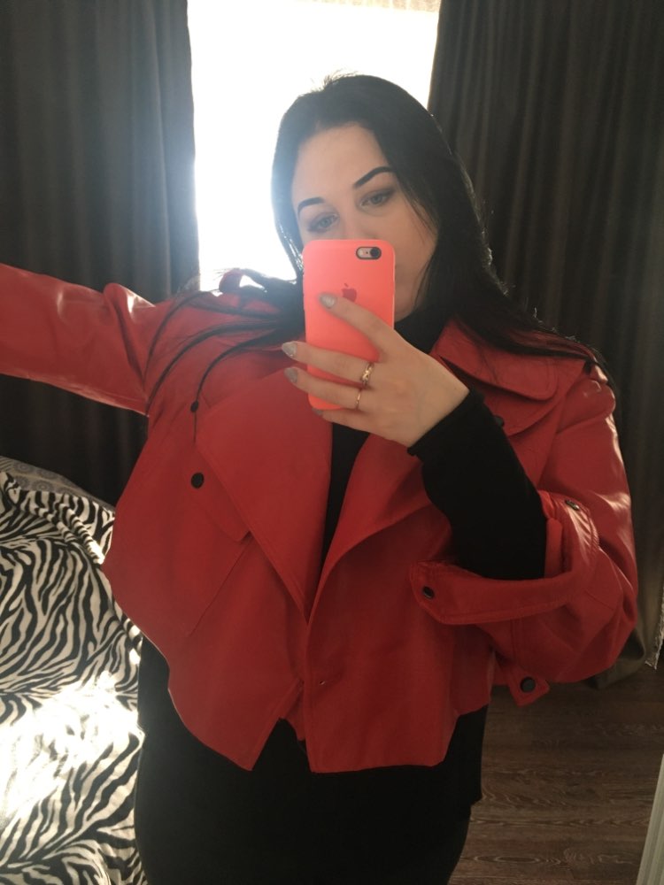 Foto 1 | Venta Internacional-chaqueta Motera De Piel Sintética Para Mujer - Rojo