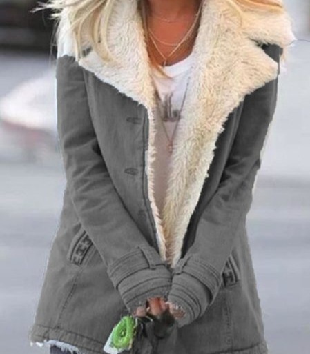 Foto 1 | Venta Internacional - Chaqueta para Mujer Larga con Botones Gris