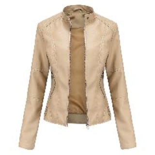 Foto 2 | Venta Internacional - Chamarra de Piel Sintética Beige para Mujer