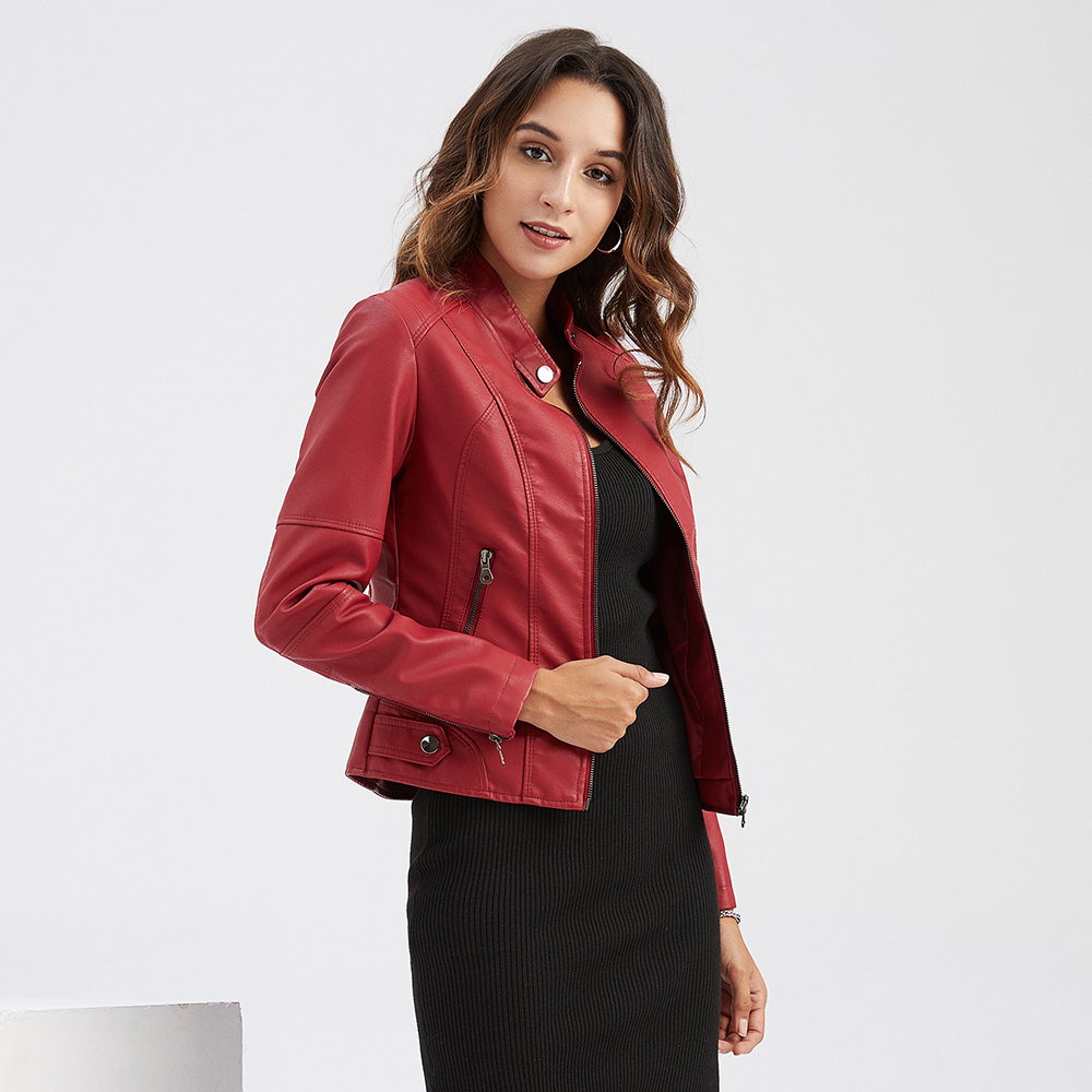 Foto 4 | Venta Internacional - Chamarra de Piel Sintética Beige para Mujer