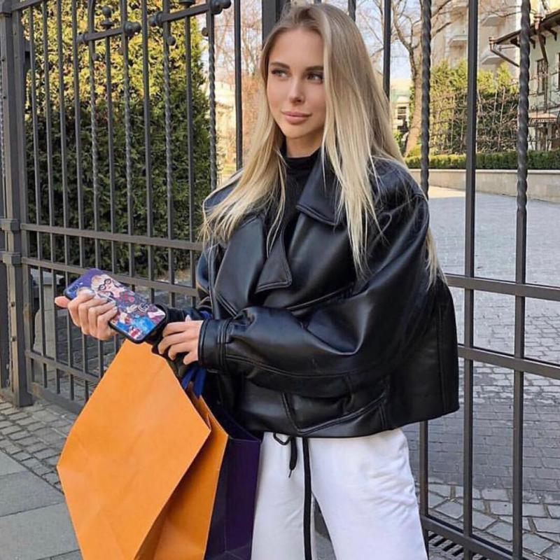 Foto 3 | Venta Internacional-chaqueta Motera De Piel Sintética Para Mujer - Nergo