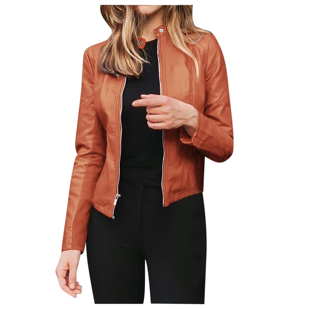 Venta Internacional- Chamarra Candy Leather Camel para Mujer $726