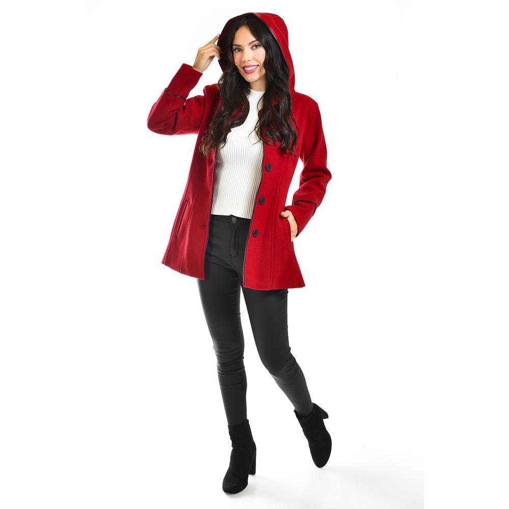 Abrigo Con Capucha Desmontable Roman Fashion /juvenil, 810 (rojo) Rojo