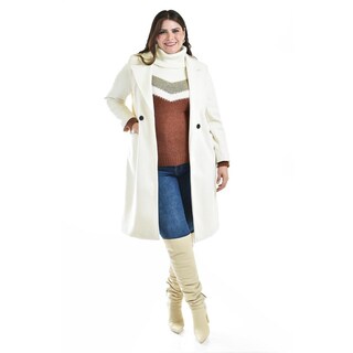 Foto 1 | Abrigo Largo Con Textura Roman Fashion / Tallas Extras, 2009 (hueso) Beige