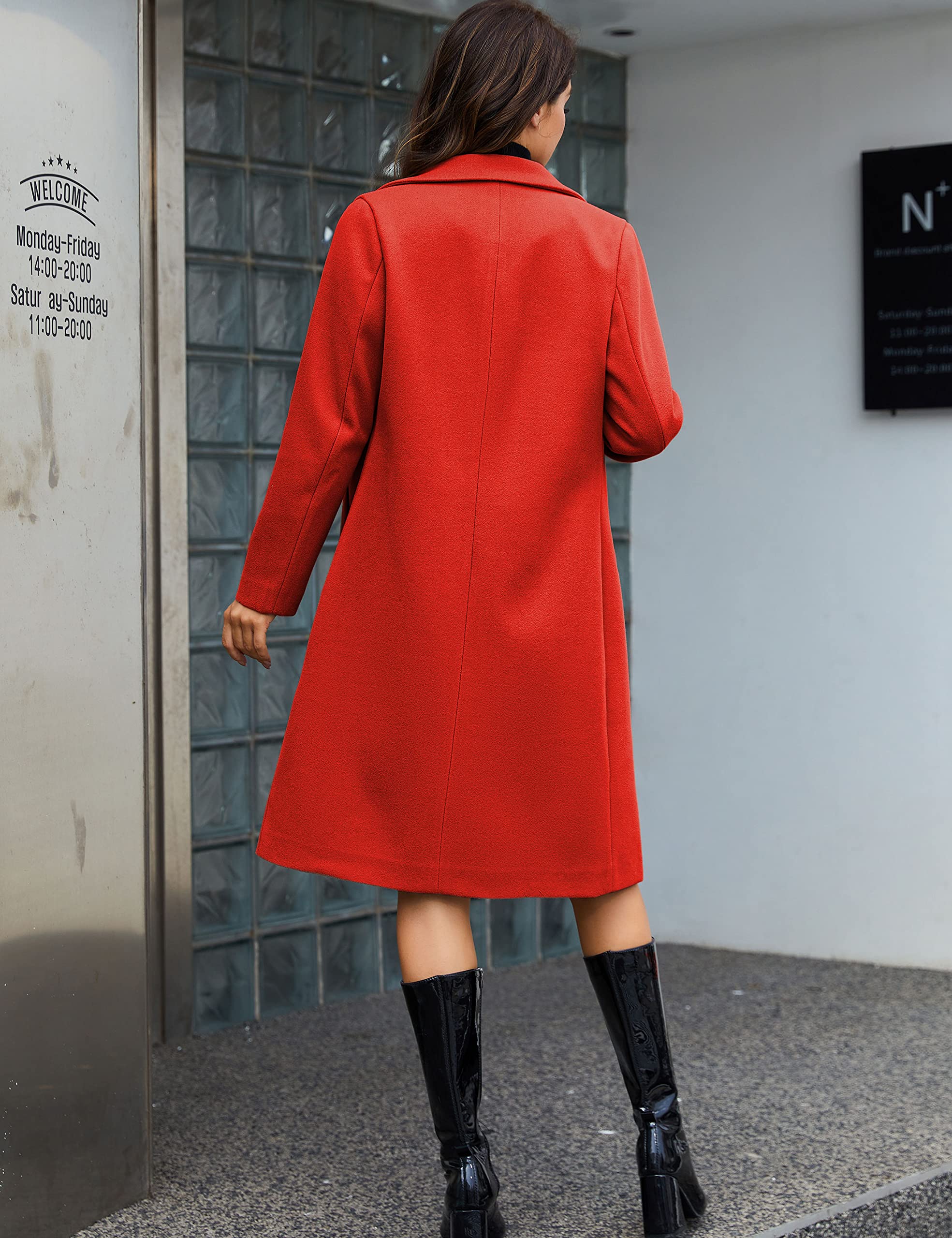 Foto 6 pulgar | Coat Tanming De Lana Roja Con Doble Botonadura Y Solapa Para Mujer - Venta Internacional.