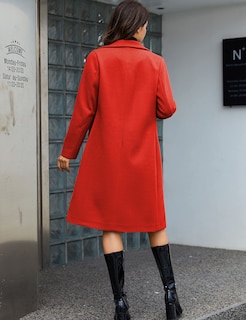 Foto 5 | Coat Tanming De Lana Roja Con Doble Botonadura Y Solapa Para Mujer - Venta Internacional.