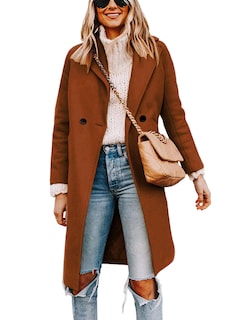 Foto 1 | Gabardina Pea Tanming Para Mujer, Mezcla De Lana, Caramelo, Talla Xl - Venta Internacional.