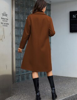 Foto 5 | Gabardina Pea Tanming Para Mujer, Mezcla De Lana, Caramelo, Talla Xl - Venta Internacional.