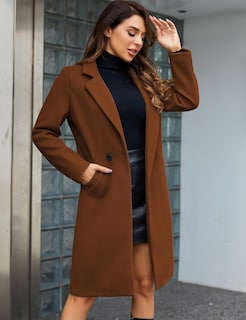 Foto 6 | Gabardina Pea Tanming Para Mujer, Mezcla De Lana, Caramelo, Talla Xl - Venta Internacional.
