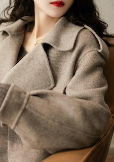 Foto 4 | Abrigo De Lana Chouyatou Para Mujer Con La Parte Delantera Abierta, Marrón Corto, L - Venta Internacional.