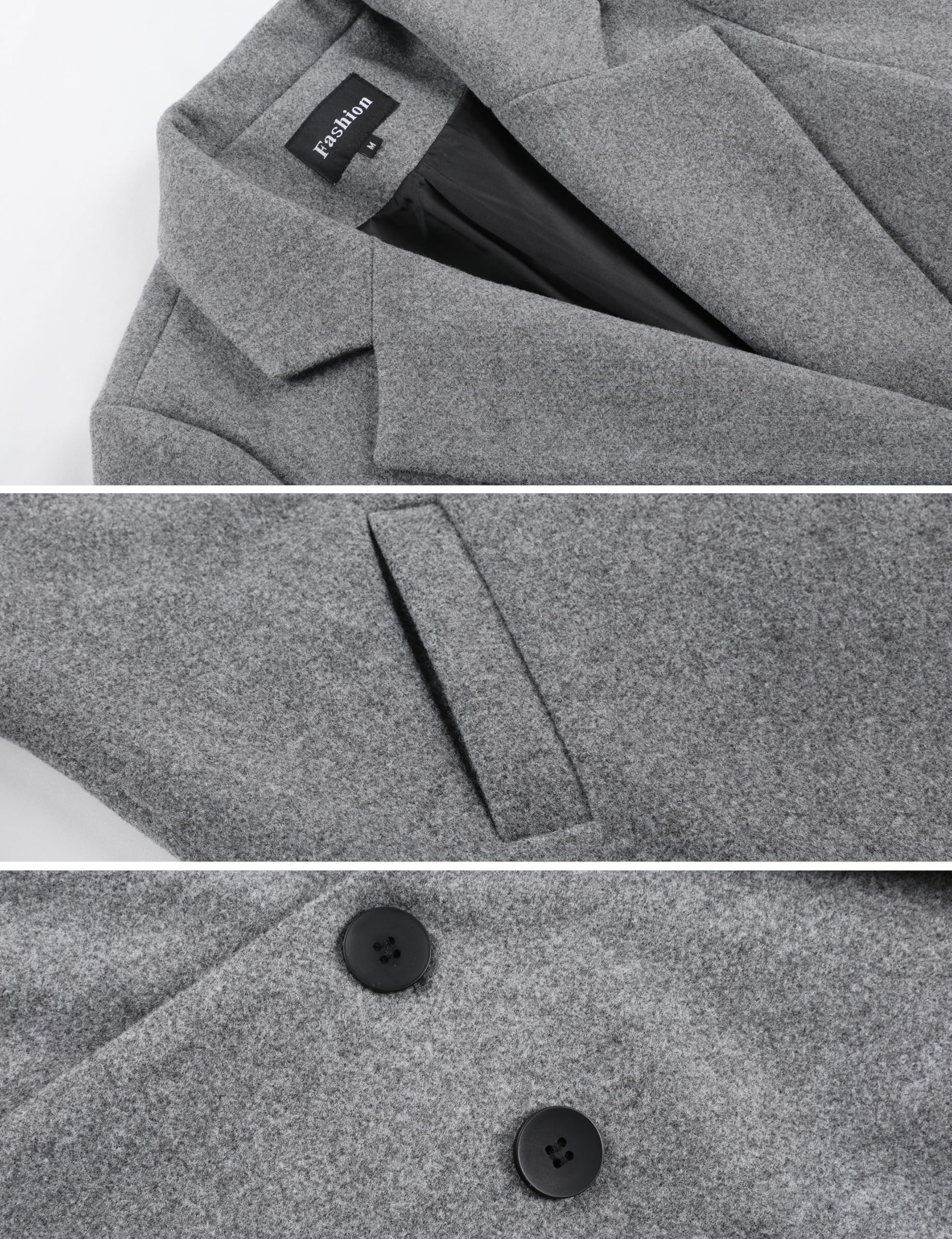 Foto 7 pulgar | Gabardina Pea Tanming Para Mujer, Mezcla De Lana, Gris Claro, Xs - Venta Internacional.