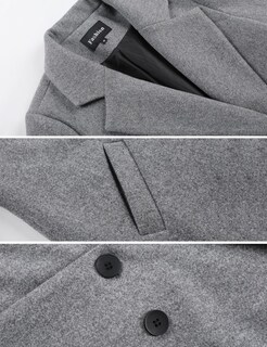 Foto 6 | Gabardina Pea Tanming Para Mujer, Mezcla De Lana, Gris Claro, Xs - Venta Internacional.