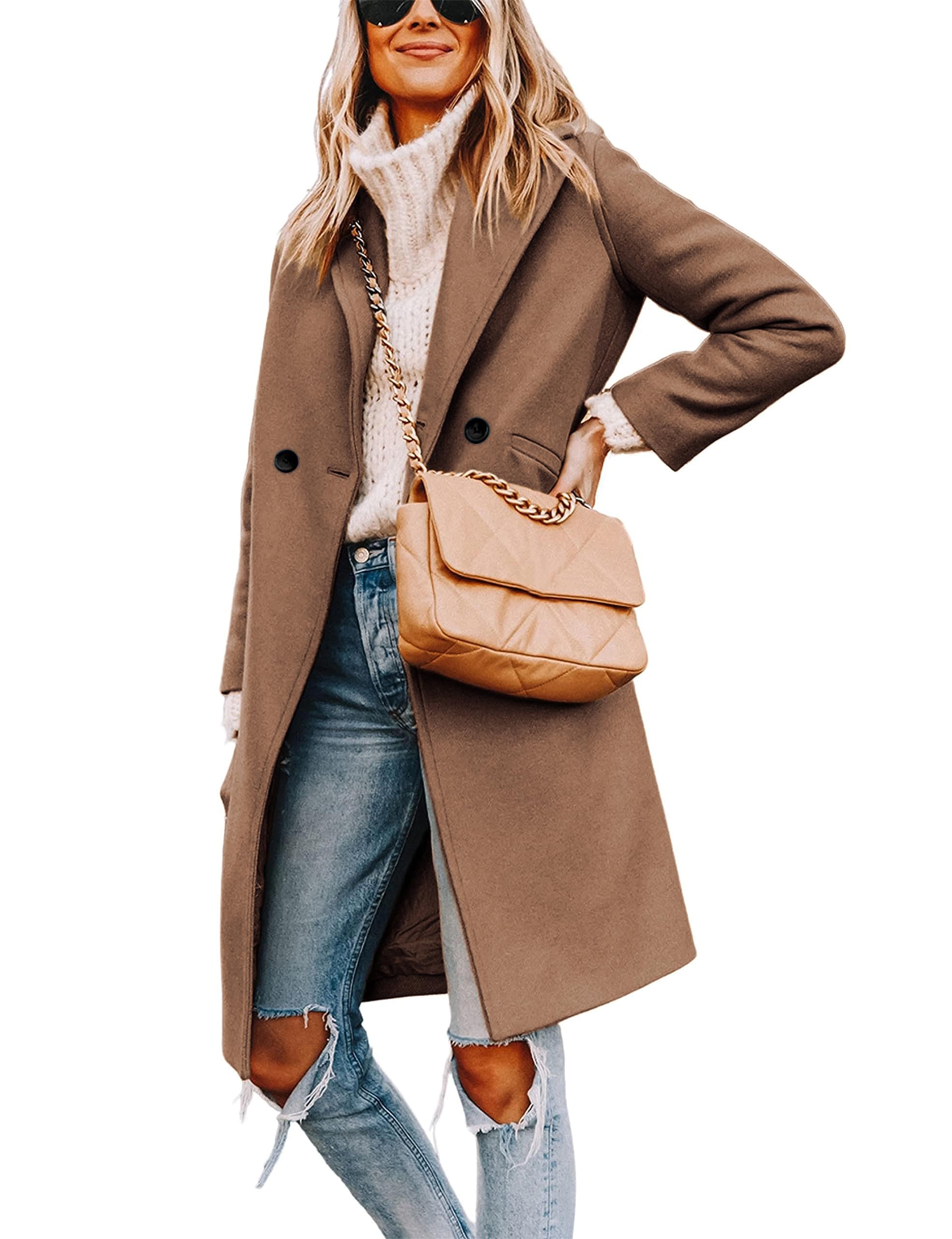 Foto 4 pulgar | Gabardina Pea Tanming Para Mujer, Mezcla De Lana, Color Camel, Talla M - Venta Internacional.