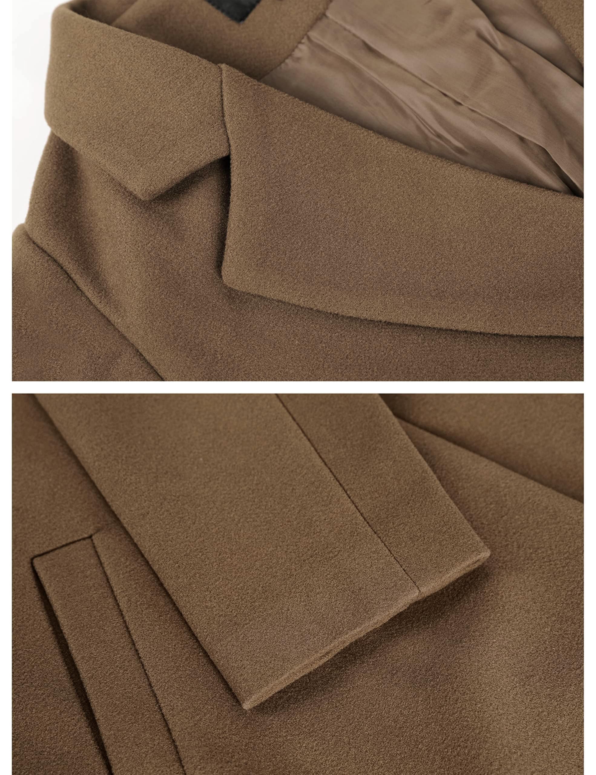 Foto 7 pulgar | Gabardina Pea Tanming Para Mujer, Mezcla De Lana, Color Camel, Talla M - Venta Internacional.