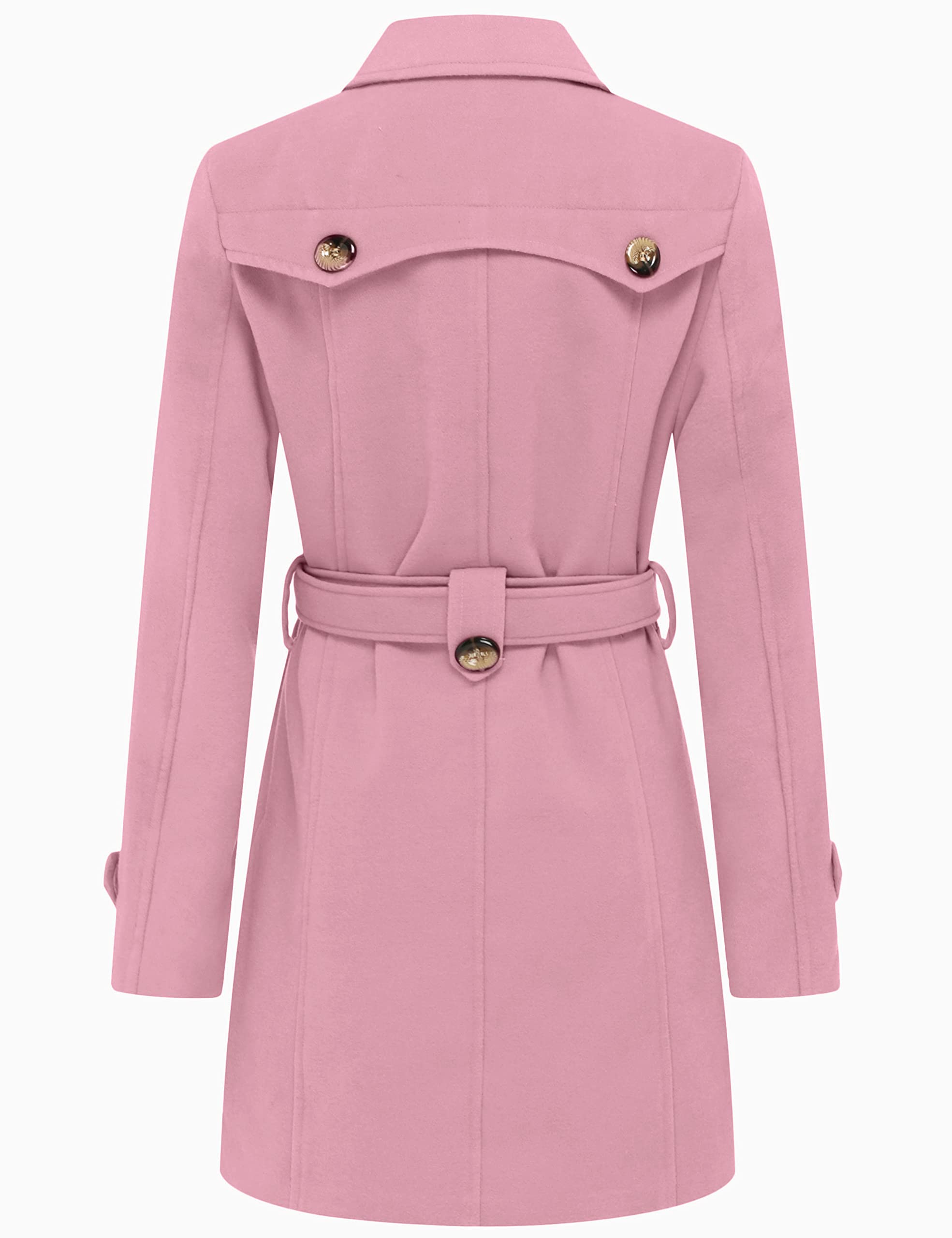 Foto 3 pulgar | Gabardina Pea Coat Wantdo Para Mujer, Media Longitud, Color Rosa, Talla Xl - Venta Internacional.