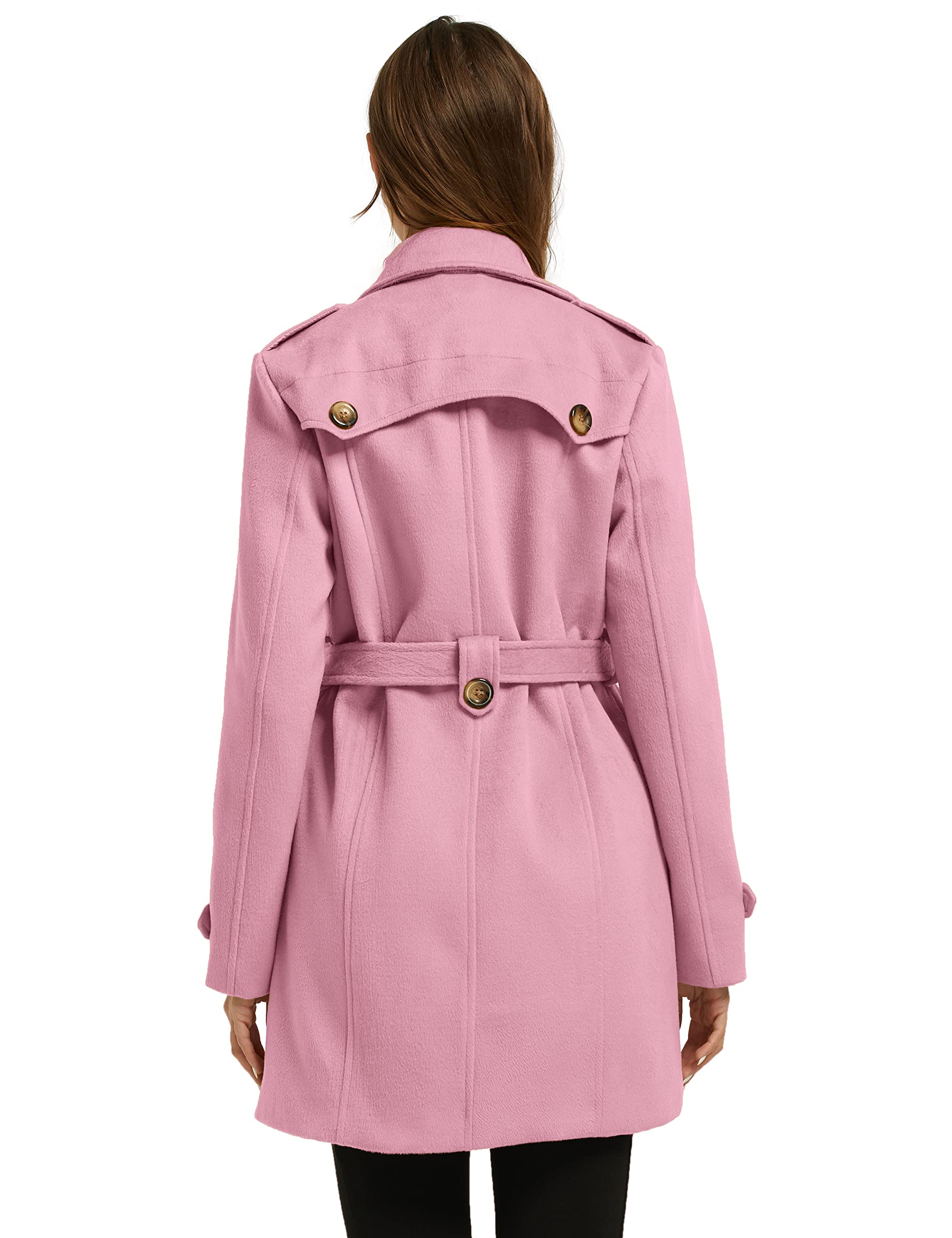 Foto 5 pulgar | Gabardina Pea Coat Wantdo Para Mujer, Media Longitud, Color Rosa, Talla Xl - Venta Internacional.