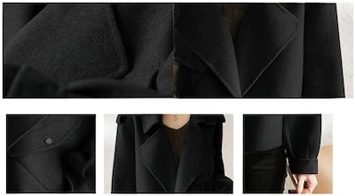 Foto 5 | Abrigo De Lana Chouyatou Para Mujer, Chaqueta Corta Con Parte Delantera Abierta, Color Negro Xl - Venta Internacional.