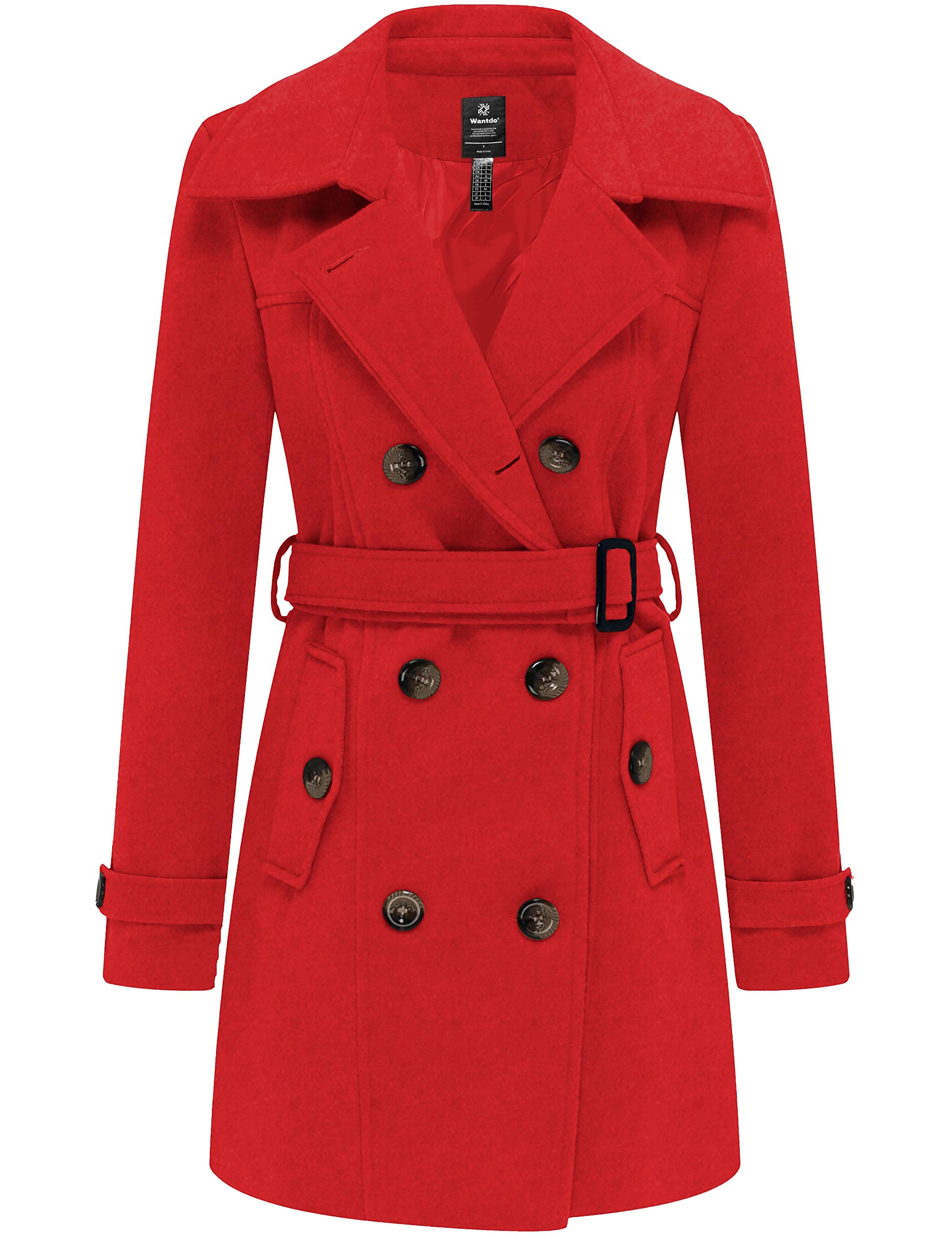 Foto 1 | Pea Coat Wantdo De Lana Con Doble Botonadura Para Mujer, Color Rojo Xx-l - Venta Internacional.
