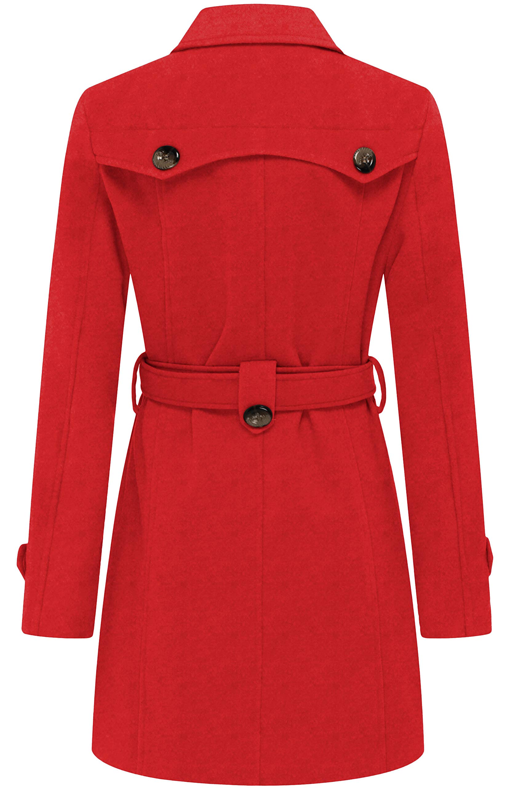 Foto 2 | Pea Coat Wantdo De Lana Con Doble Botonadura Para Mujer, Color Rojo Xx-l - Venta Internacional.