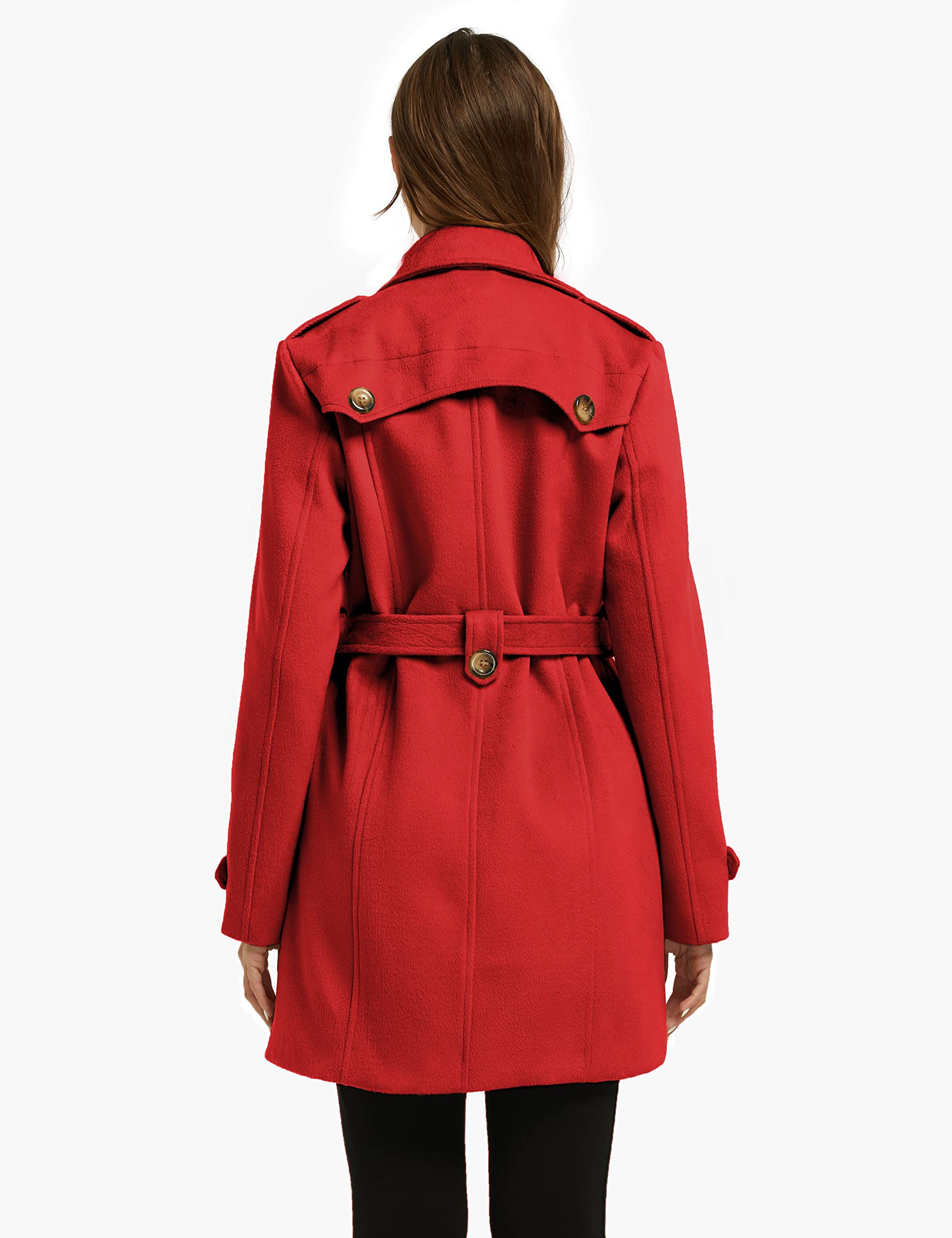 Foto 4 | Pea Coat Wantdo De Lana Con Doble Botonadura Para Mujer, Color Rojo Xx-l - Venta Internacional.