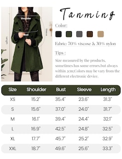 Foto 2 | Gabardina Coat Tanming, Cálida, De Lana Con Doble Botonadura, Para Mujer - Venta Internacional.