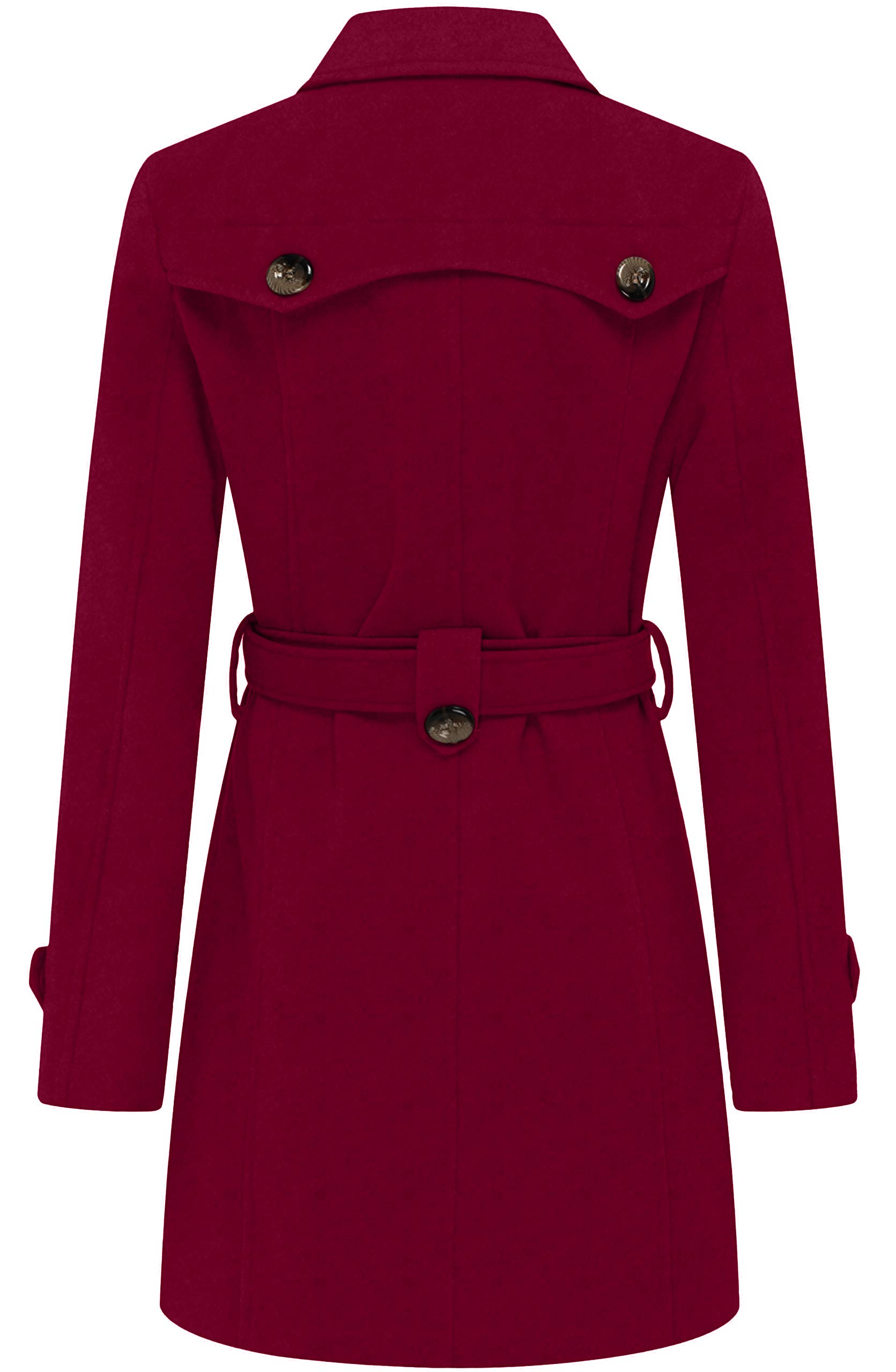 Foto 3 pulgar | Abrigo De Vestir Cálido Peacoat Wantdo En Mezcla De Lana Para Mujer, Talla Xl, Color Vino - Venta Internacional.