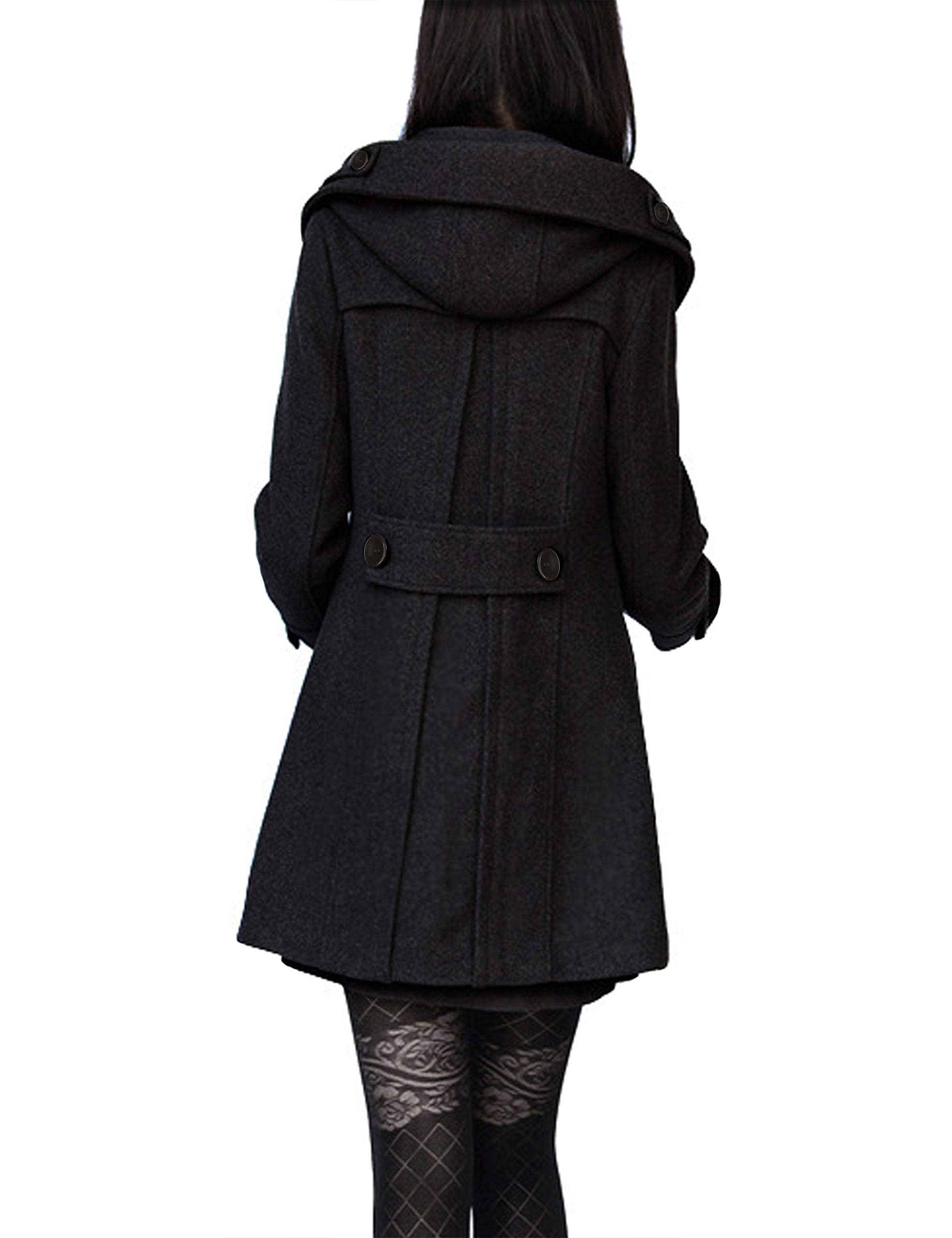 Foto 3 | Gabardina De Lana Con Capucha Para Mujer Bronceada, Color Negro - Venta Internacional.