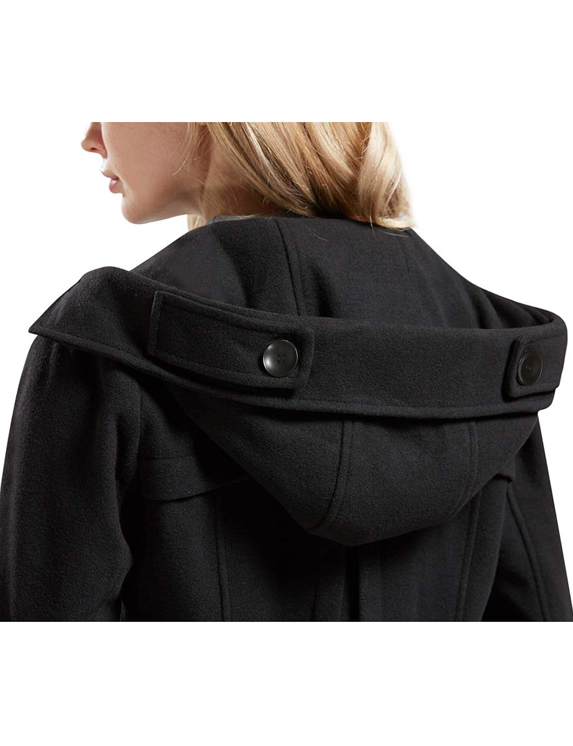 Foto 6 pulgar | Gabardina De Lana Con Capucha Para Mujer Bronceada, Color Negro - Venta Internacional.