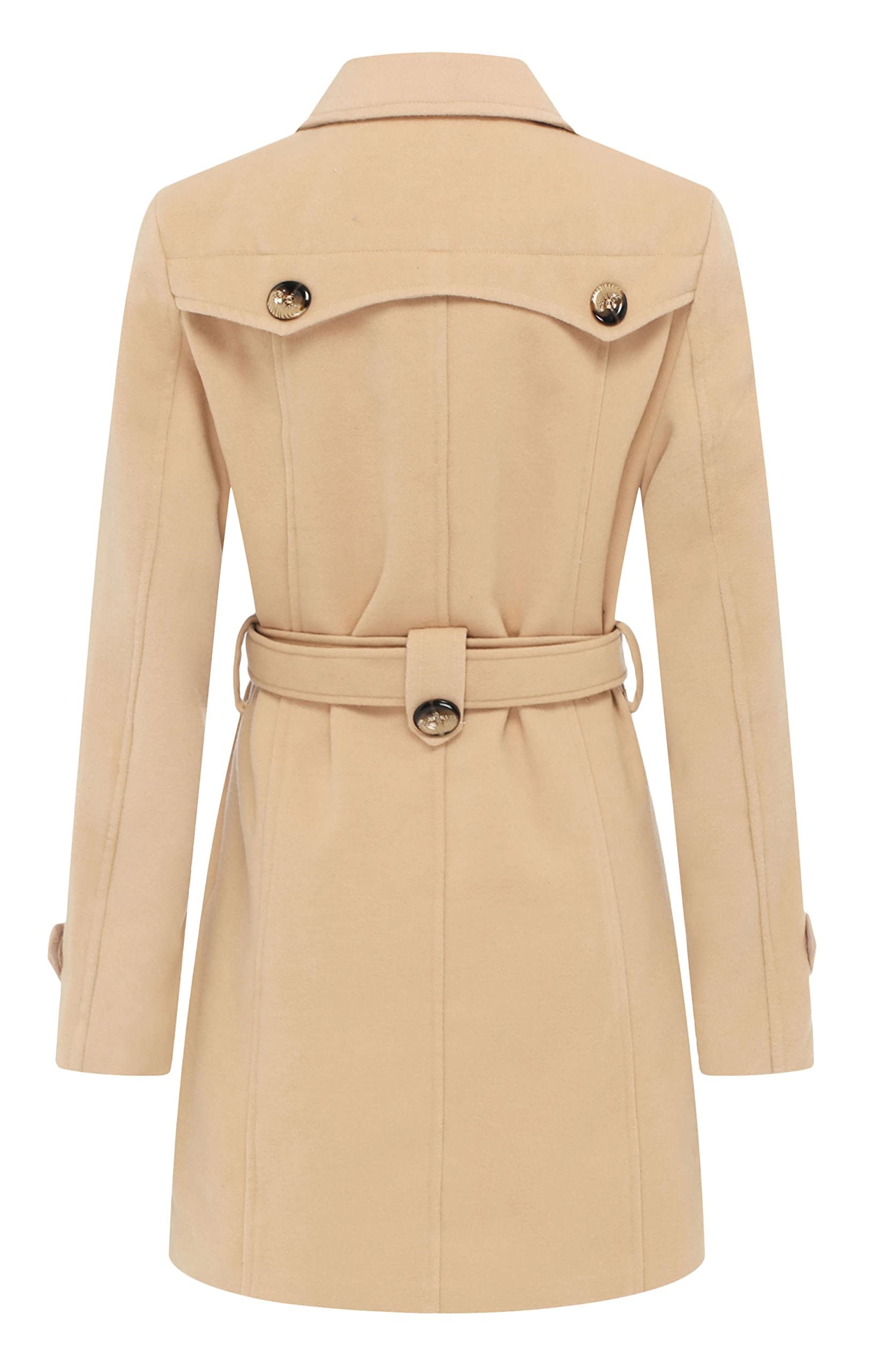 Foto 3 pulgar | Abrigo Peacoat Wantdo De Lana Con Doble Botonadura Para Mujer, Color Caqui, Talla M - Venta Internacional.