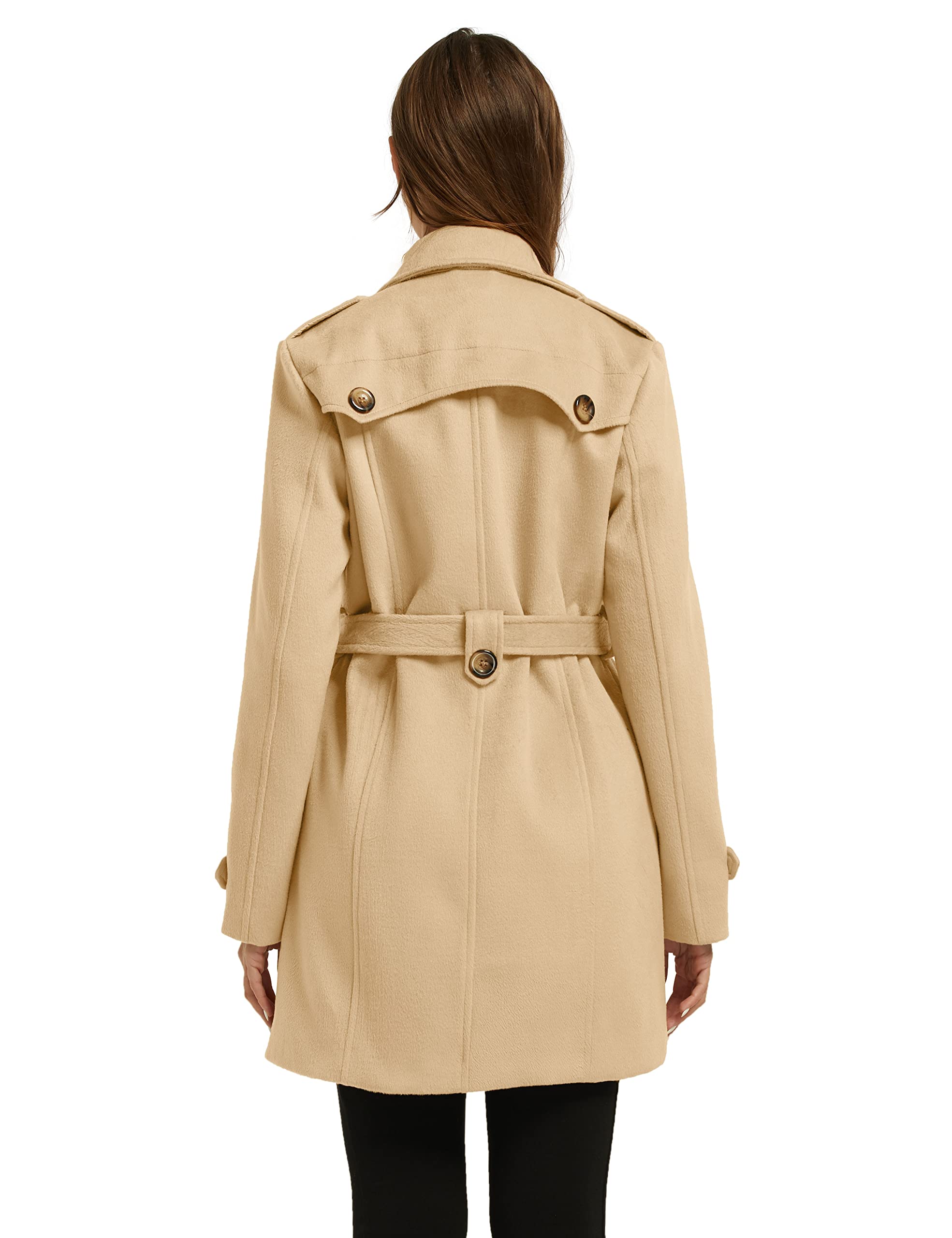 Foto 5 pulgar | Abrigo Peacoat Wantdo De Lana Con Doble Botonadura Para Mujer, Color Caqui, Talla M - Venta Internacional.