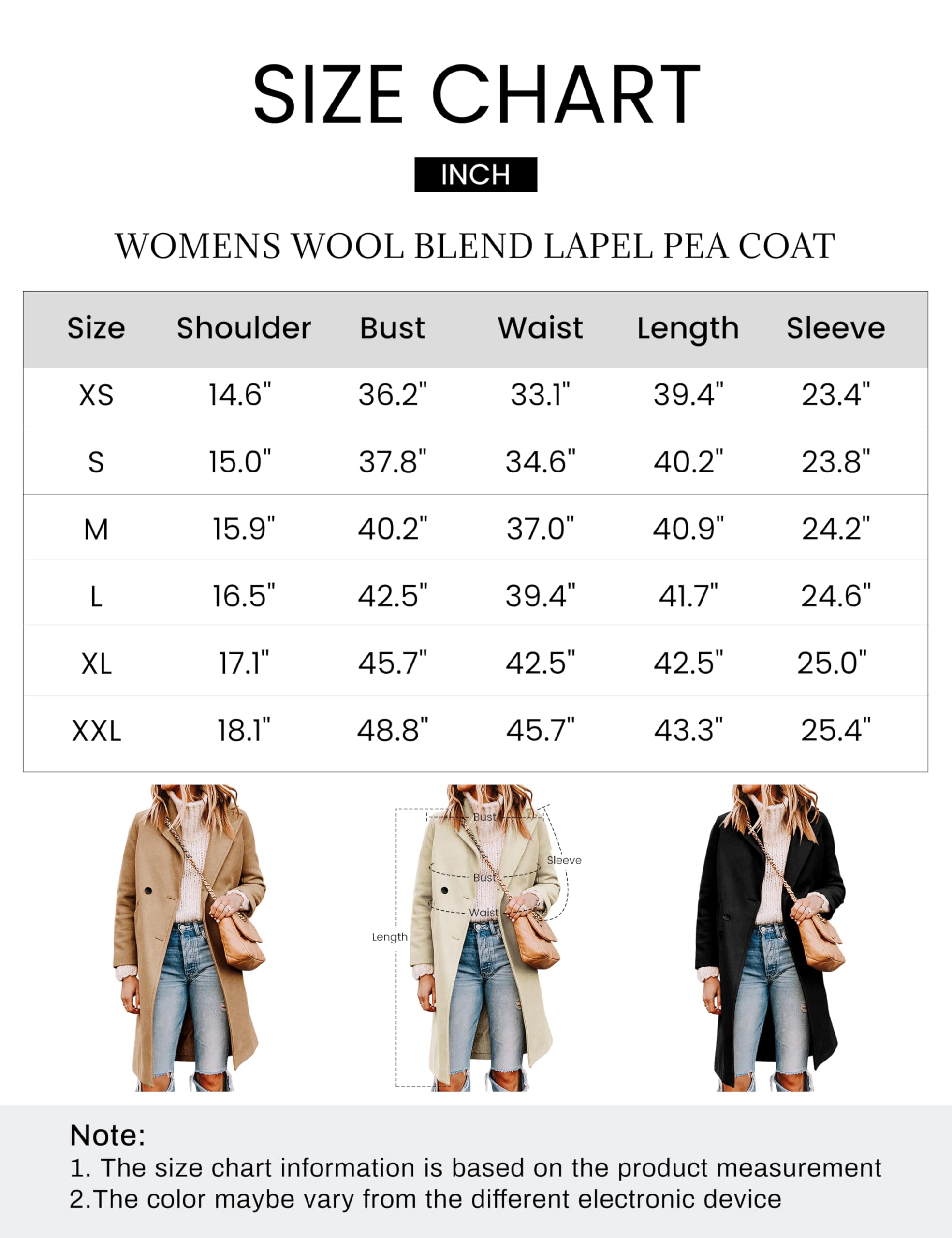 Foto 3 pulgar | Gabardina Pea Tanming Para Mujer, Mezcla De Lana, Color Caqui, Talla Xxl - Venta Internacional.
