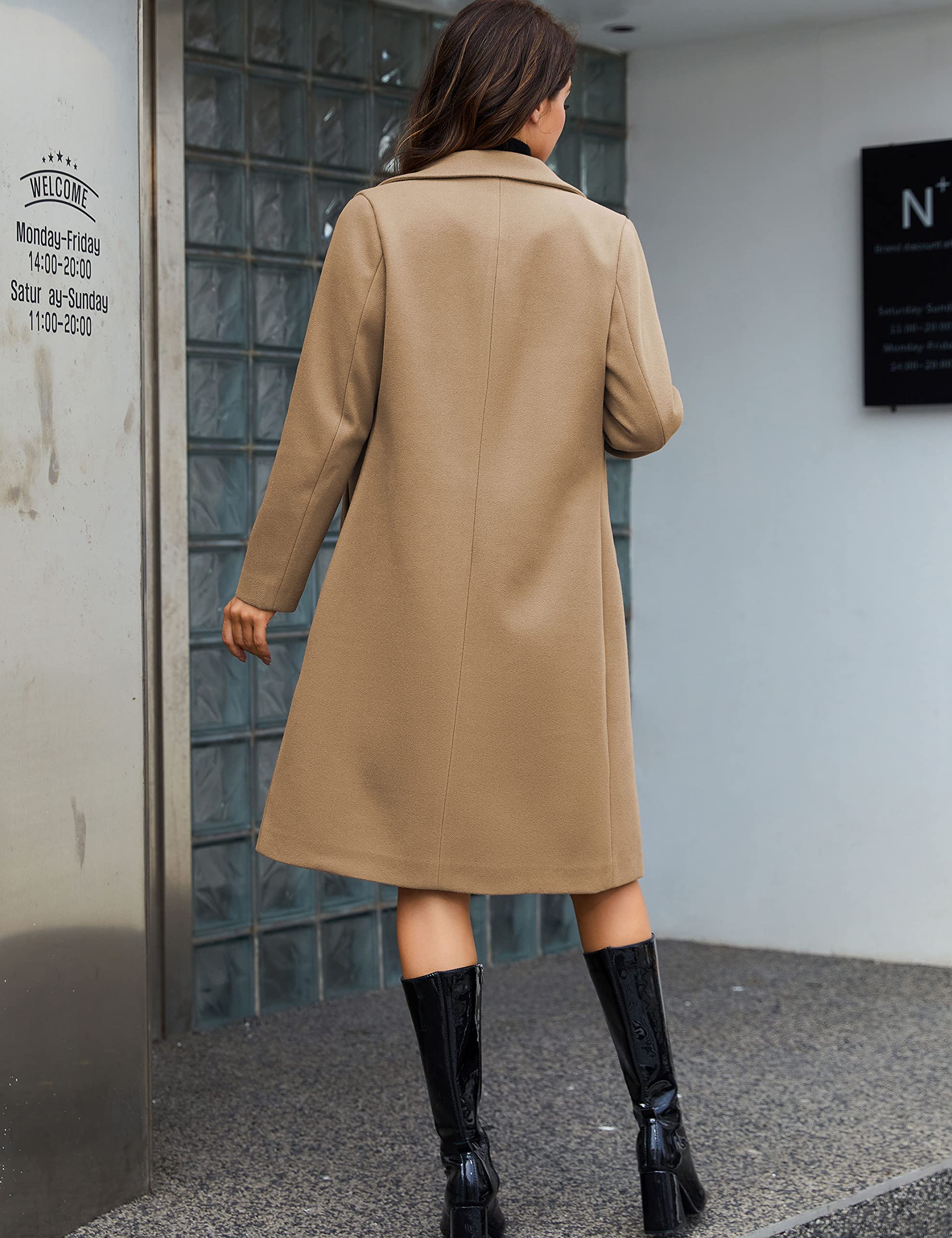 Foto 5 | Gabardina Pea Tanming Para Mujer, Mezcla De Lana, Color Caqui, Talla Xxl - Venta Internacional.