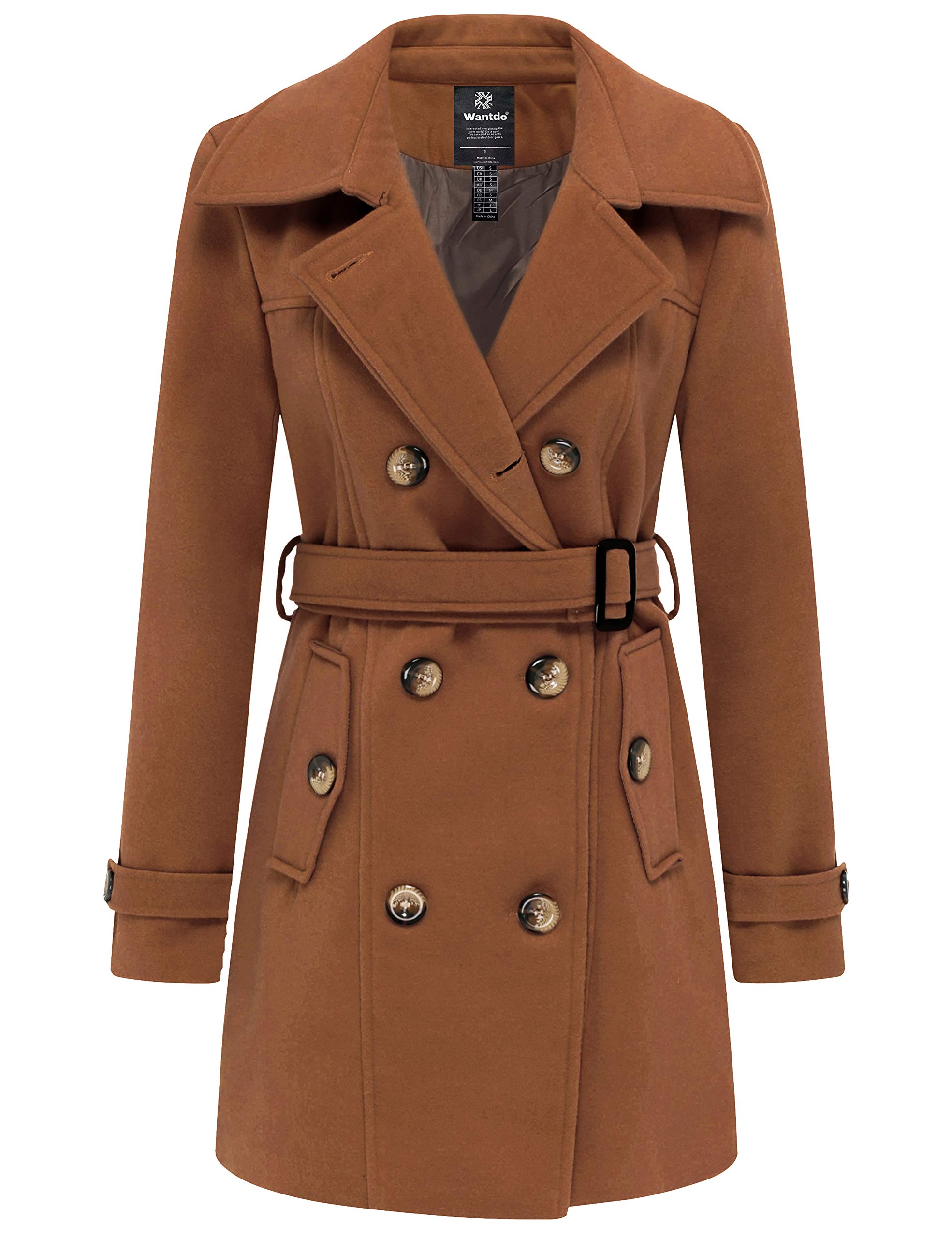 Foto 1 | Gabardina Wantdo Para Mujer Con Doble Botonadura, Color Caramelo, Xxl - Venta Internacional.