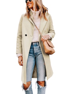 Foto 1 | Gabardina Pea Tanming Para Mujer, Mezcla De Lana Con Doble Botonadura - Venta Internacional.