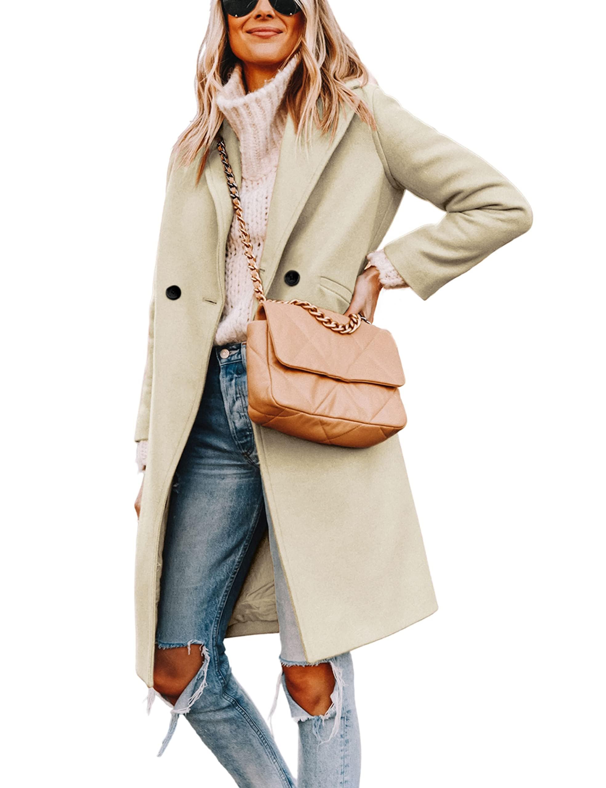 Foto 4 pulgar | Gabardina Pea Tanming Para Mujer, Mezcla De Lana Con Doble Botonadura - Venta Internacional.