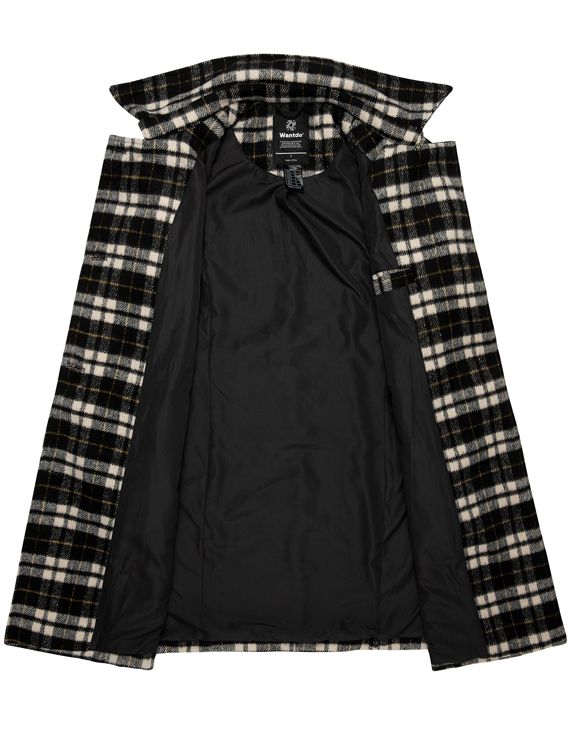 Foto 4 pulgar | Chaqueta Wantdo Wantdo Para Mujer, Media Larga, De Invierno, A Cuadros Negros, 2xl - Venta Internacional.