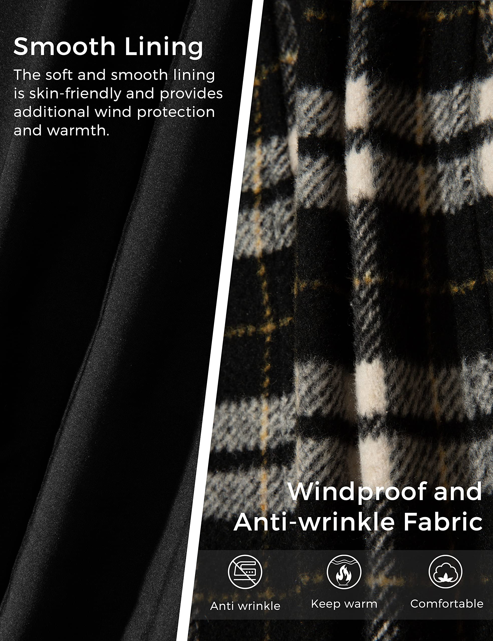 Foto 6 | Chaqueta Wantdo Wantdo Para Mujer, Media Larga, De Invierno, A Cuadros Negros, 2xl - Venta Internacional.
