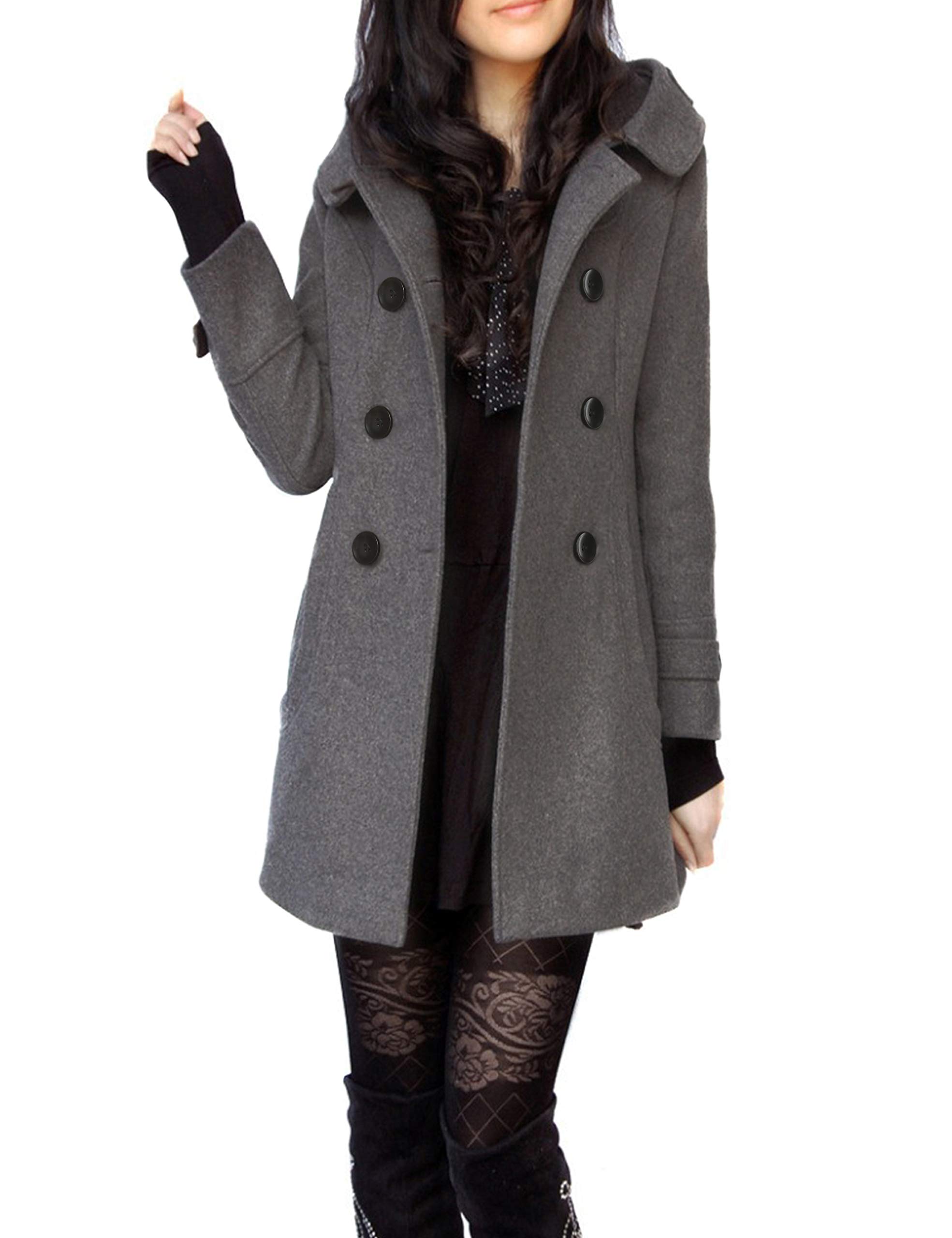 Foto 4 pulgar | Gabardina Coat Tanming De Lana Con Capucha Para Mujer - Venta Internacional.