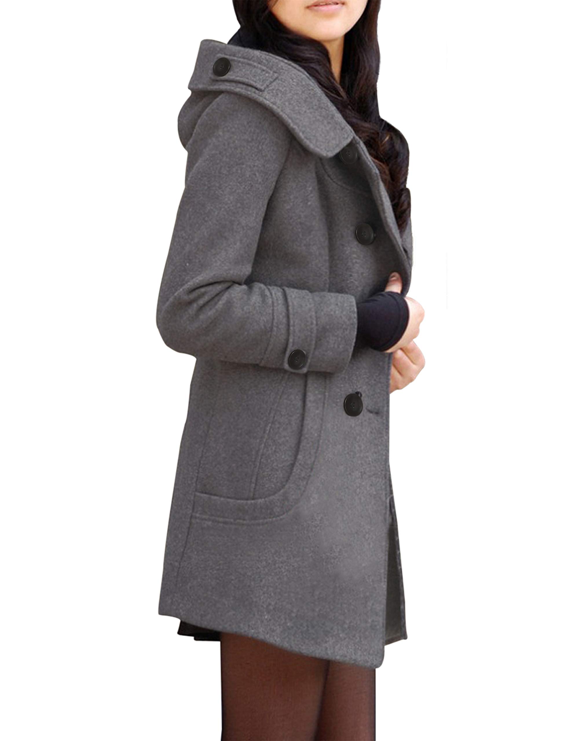 Foto 6 pulgar | Gabardina Coat Tanming De Lana Con Capucha Para Mujer - Venta Internacional.