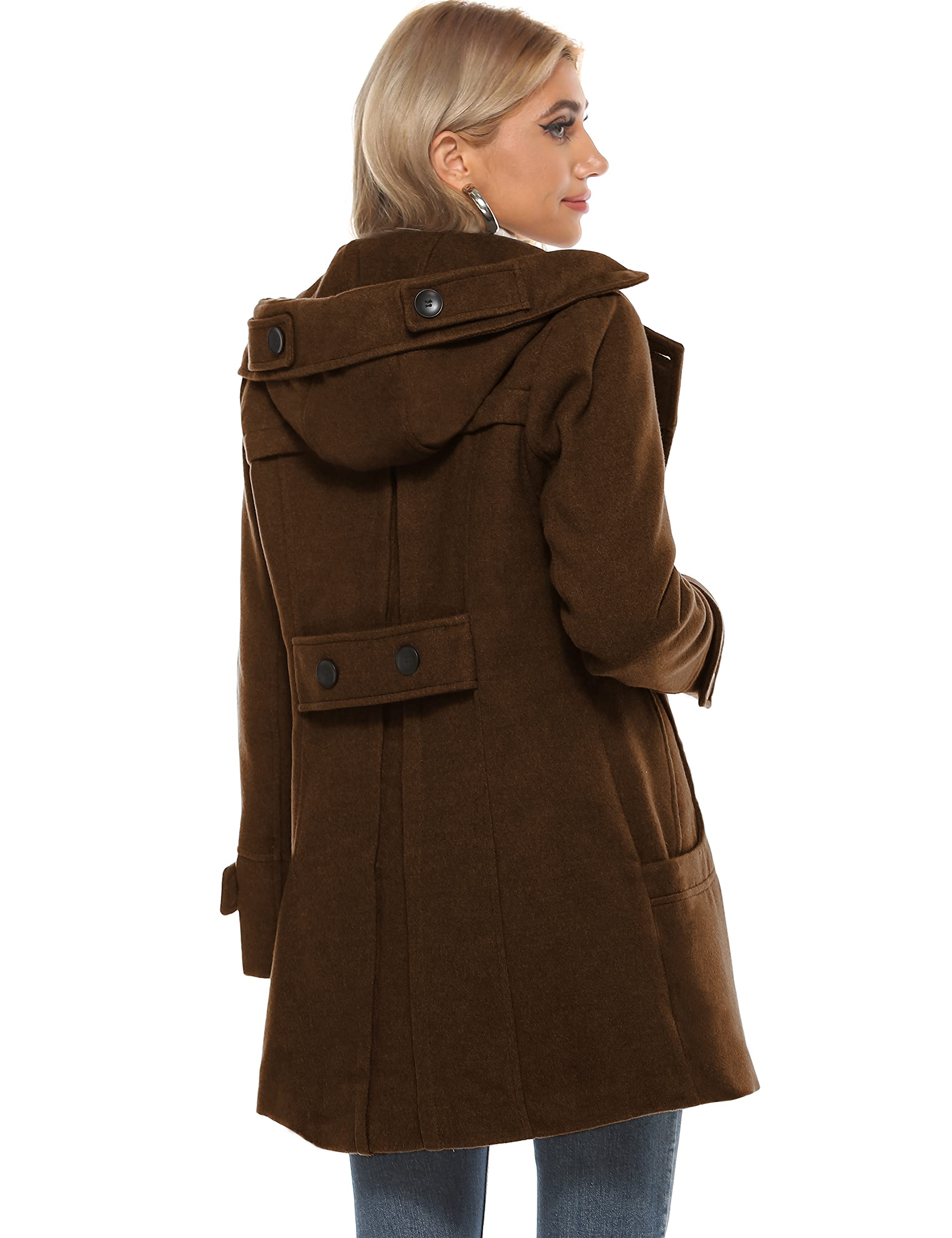 Foto 5 pulgar | Guisante Cálido De Lana Con Doble Botonadura Para Mujer Coat Tanming Con Capucha - Venta Internacional.