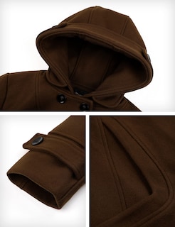 Foto 5 | Guisante Cálido De Lana Con Doble Botonadura Para Mujer Coat Tanming Con Capucha - Venta Internacional.