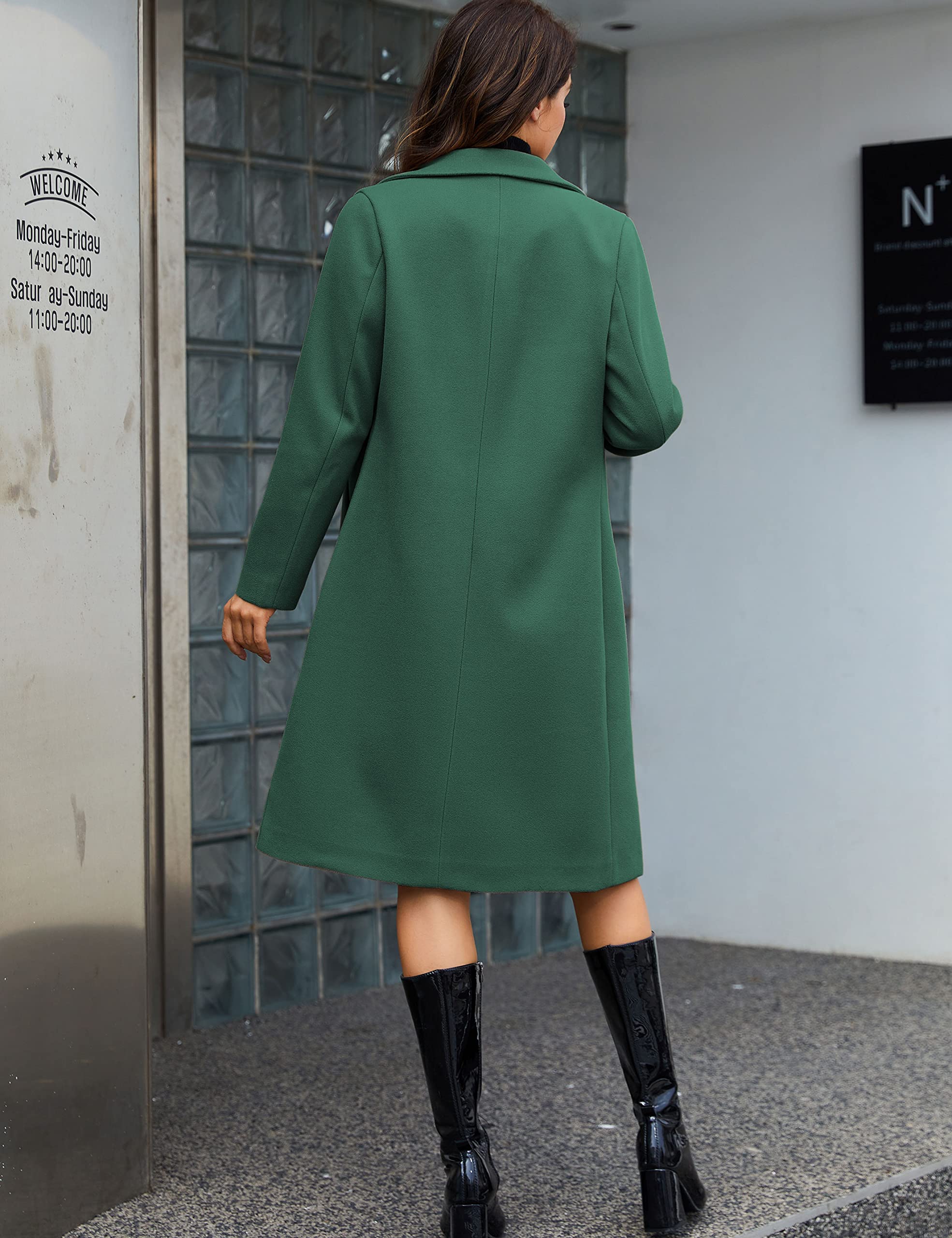 Foto 6 pulgar | Gabardina Pea Tanming Para Mujer, Mezcla De Lana, Color Verde Azulado, Talla M - Venta Internacional.