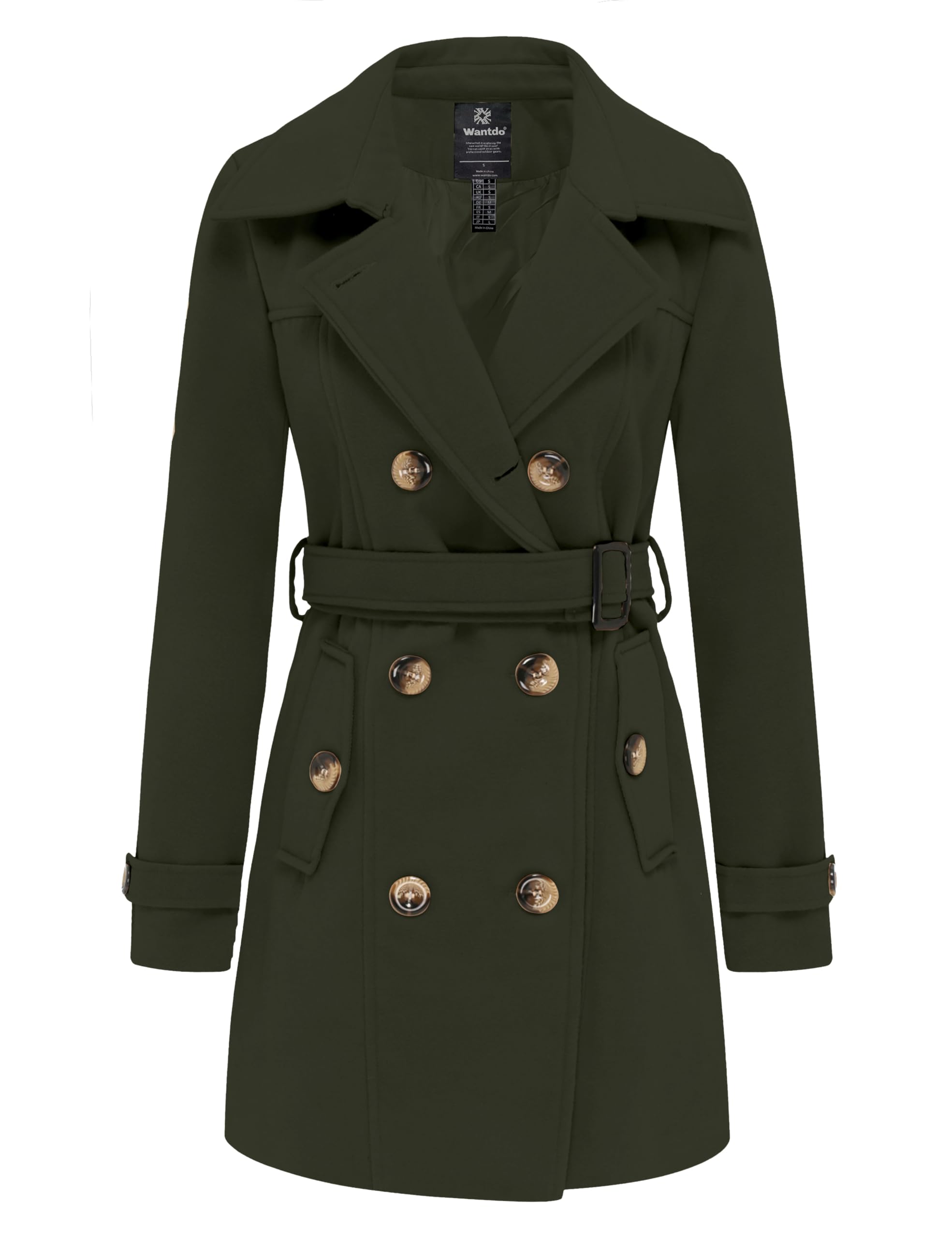 Foto 1 | Gabardina Wantdo De Manga Larga Para Mujer, Color Verde Militar Claro - Venta Internacional.