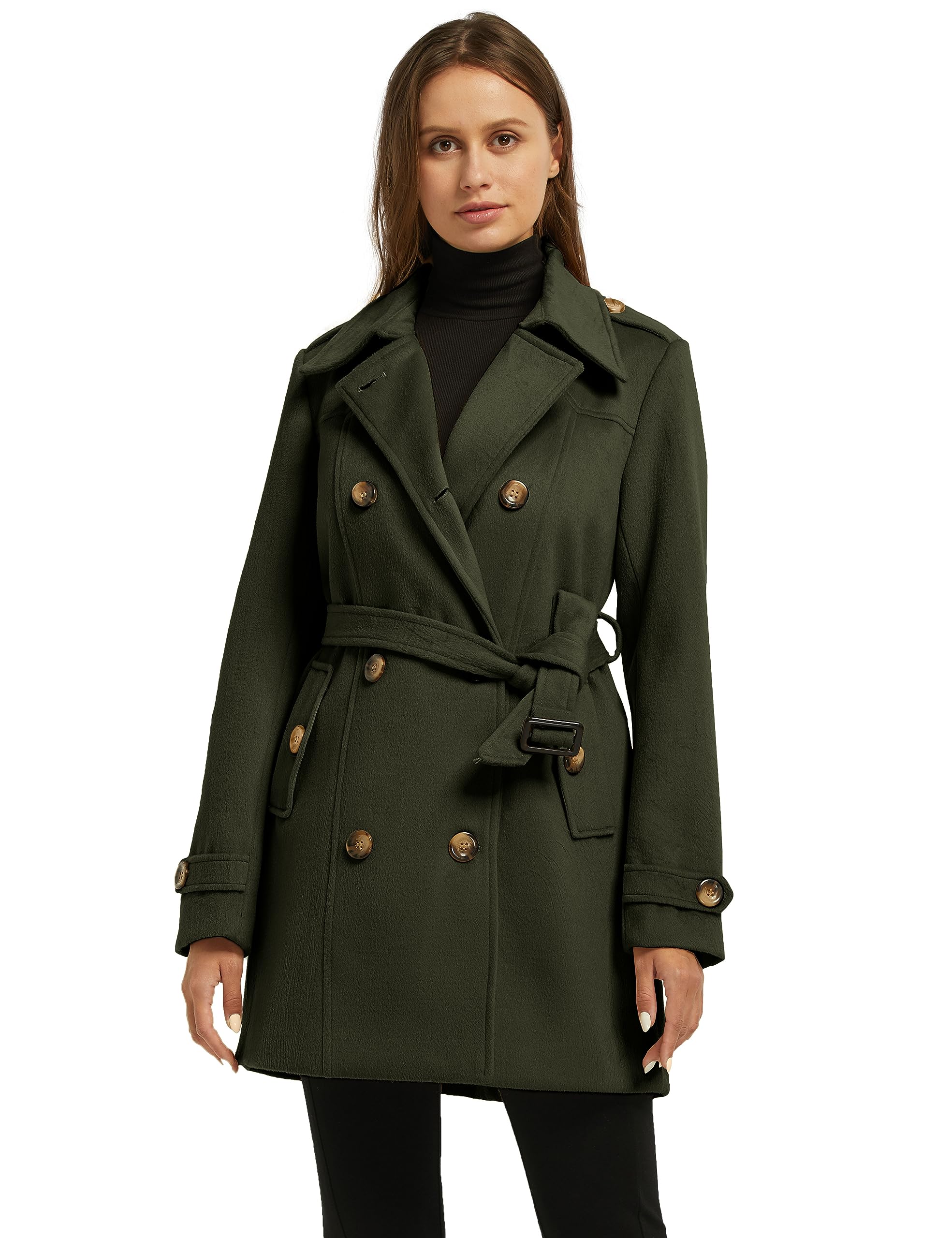 Foto 4 pulgar | Gabardina Wantdo De Manga Larga Para Mujer, Color Verde Militar Claro - Venta Internacional.