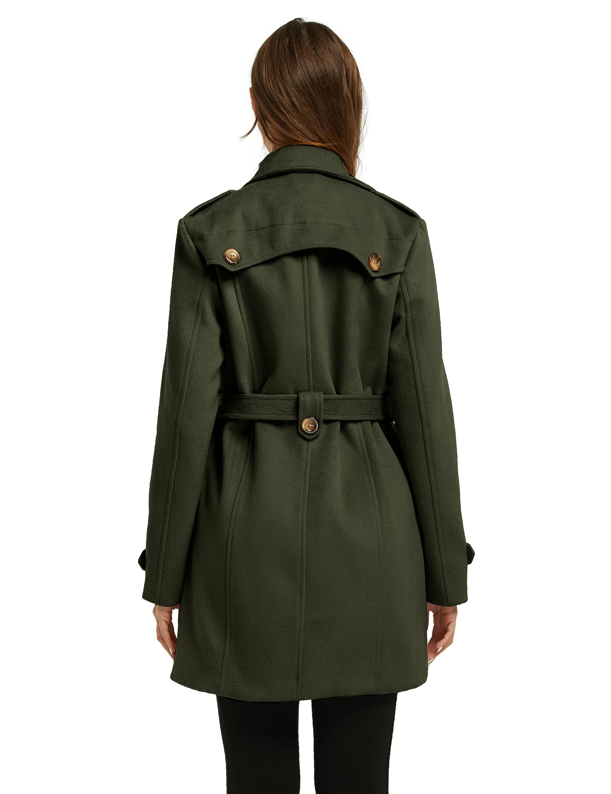 Foto 4 | Gabardina Wantdo De Manga Larga Para Mujer, Color Verde Militar Claro - Venta Internacional.