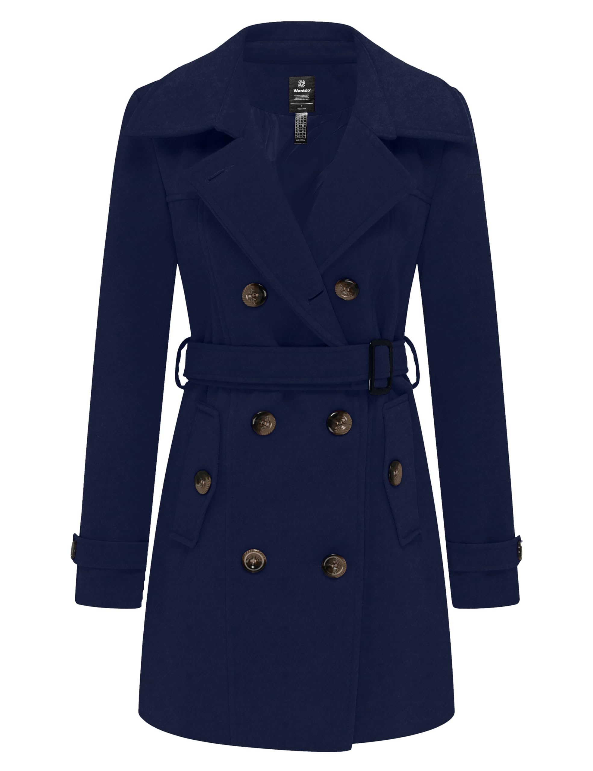 Foto 1 | Abrigo Wantdo Wantdo, Cálido, De Invierno, Para Mujer, Longitud Media, Lana, Azul Marino, Xl - Venta Internacional.