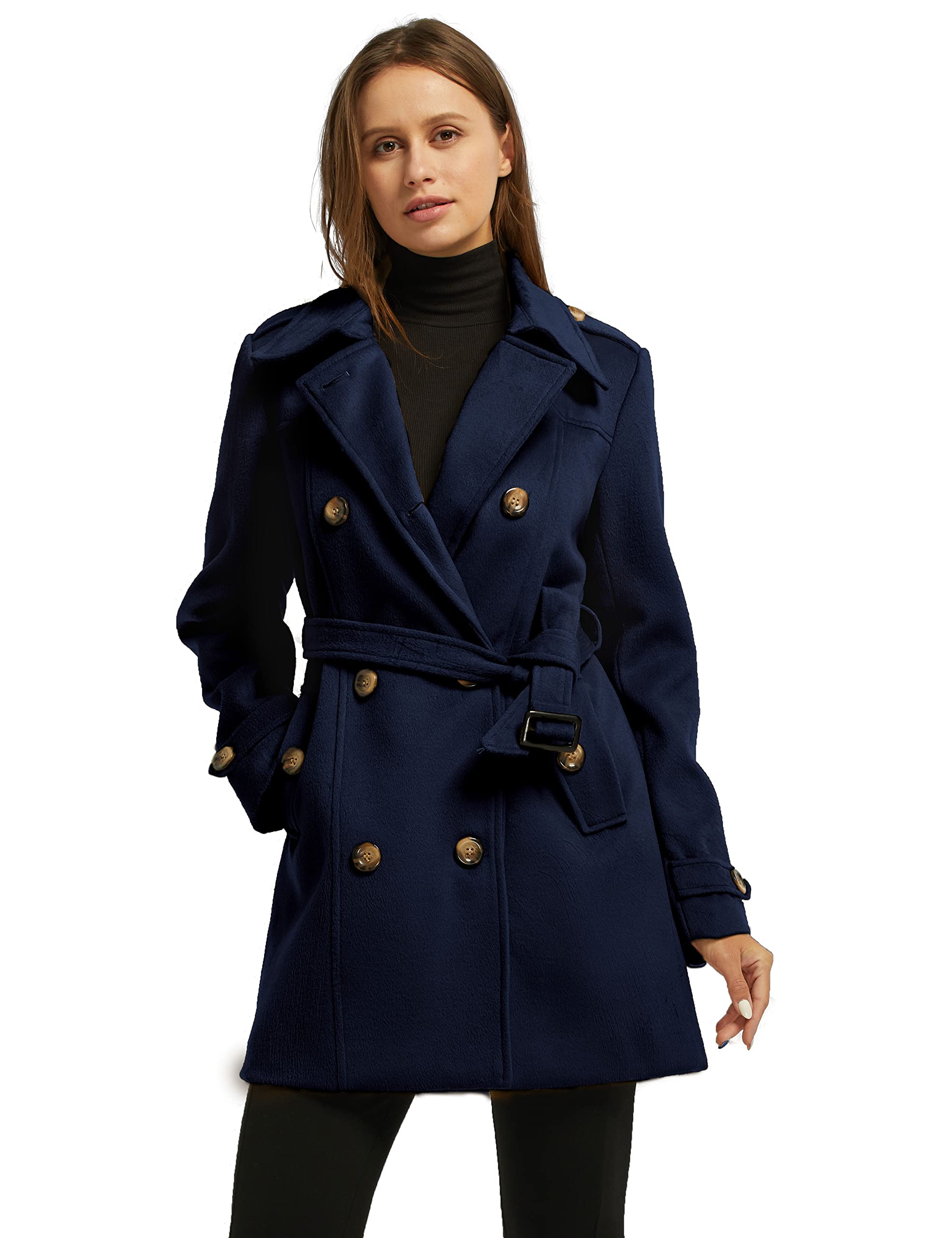 Foto 4 pulgar | Abrigo Wantdo Wantdo, Cálido, De Invierno, Para Mujer, Longitud Media, Lana, Azul Marino, Xl - Venta Internacional.