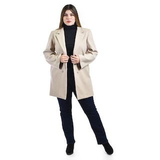 Foto 4 | Abrigo con Botón Roman Fashion Beige para Mujer