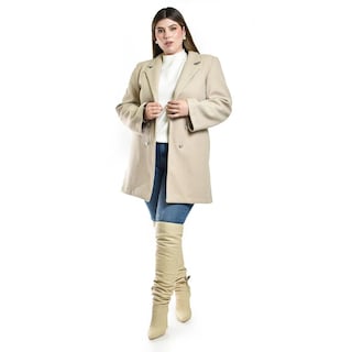 Foto 6 | Abrigo con Botón Roman Fashion Beige para Mujer
