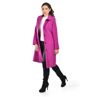 Foto 2 | Abrigo Recto Con Botones Frontales Roman Fashion /juvenil 3014 (magenta) Fucsia Oscuro